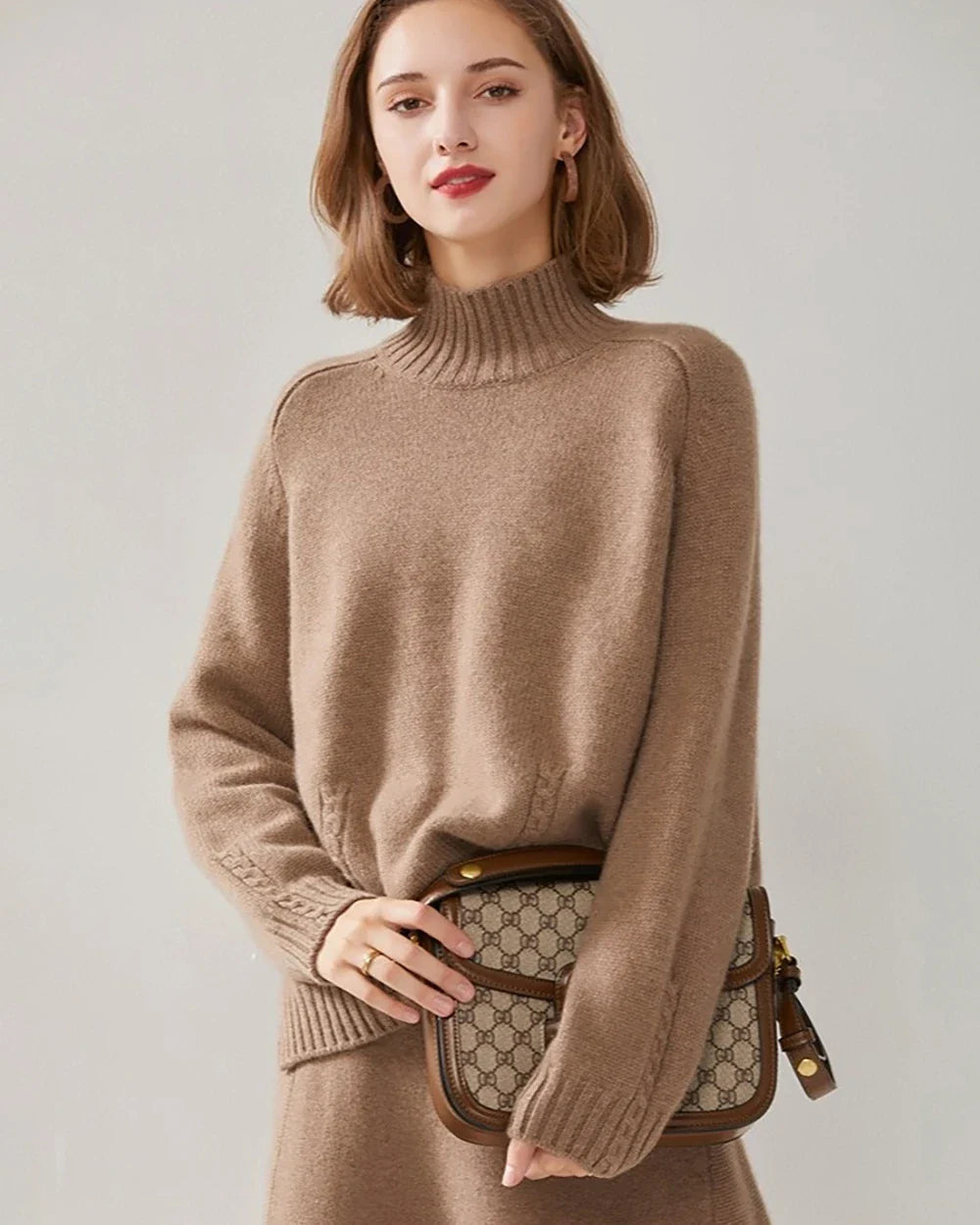 Oversized Mock Neck Cashmere Sweater