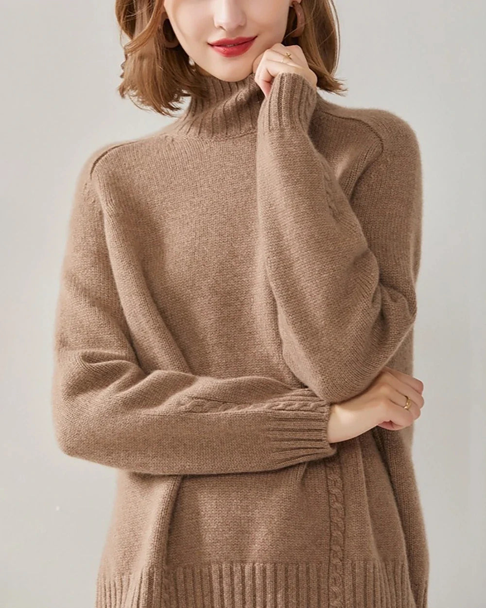 Oversized Mock Neck Cashmere Sweater