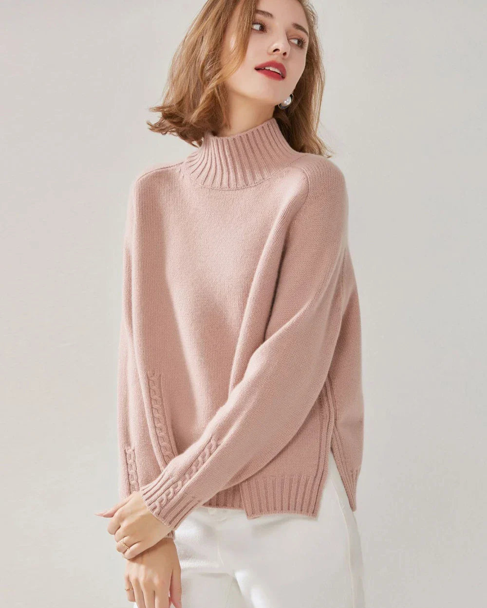 Oversized Mock Neck Cashmere Sweater