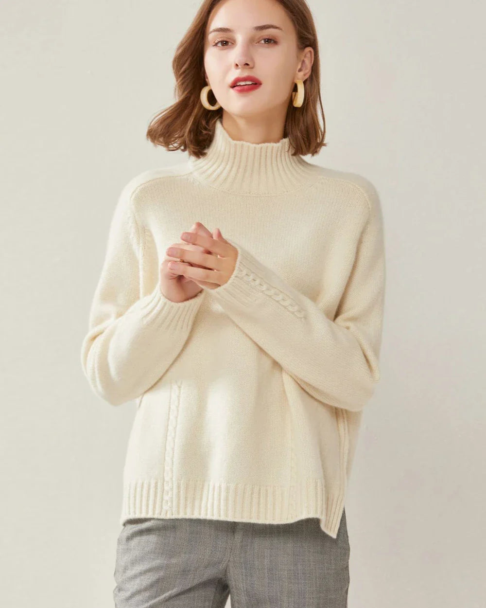 Oversized Mock Neck Cashmere Sweater