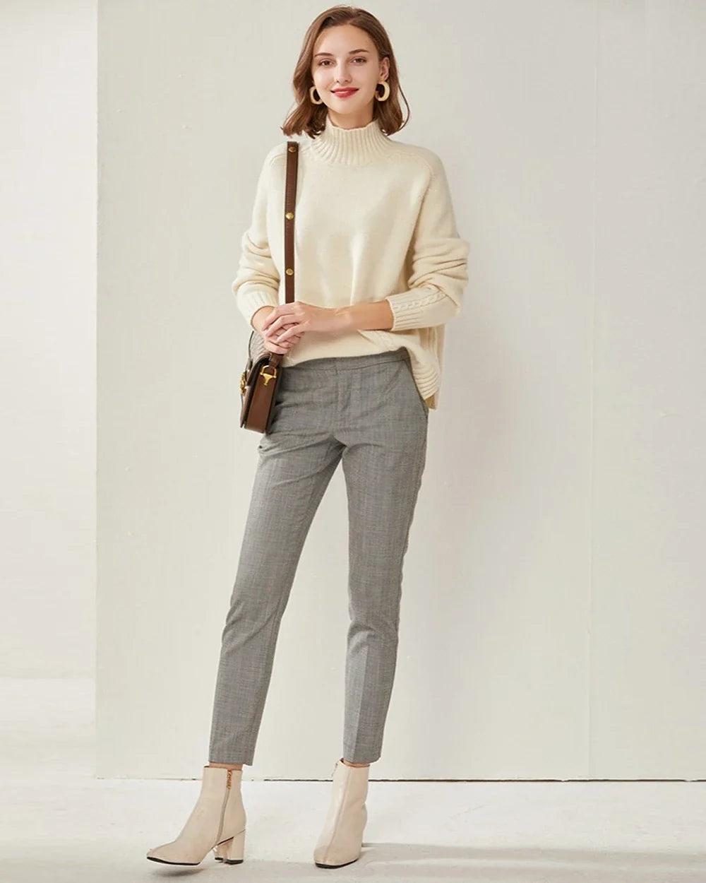 Oversized Mock Neck Cashmere Sweater