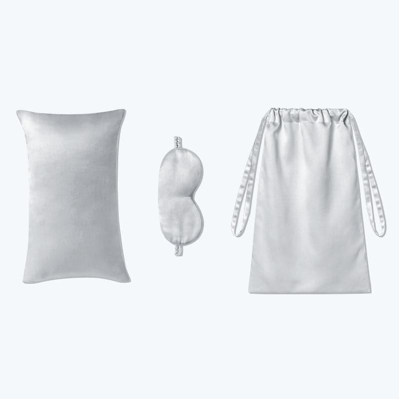 Cushion Eyemask and Storage Bag 3 Pcs Silk Travel Set