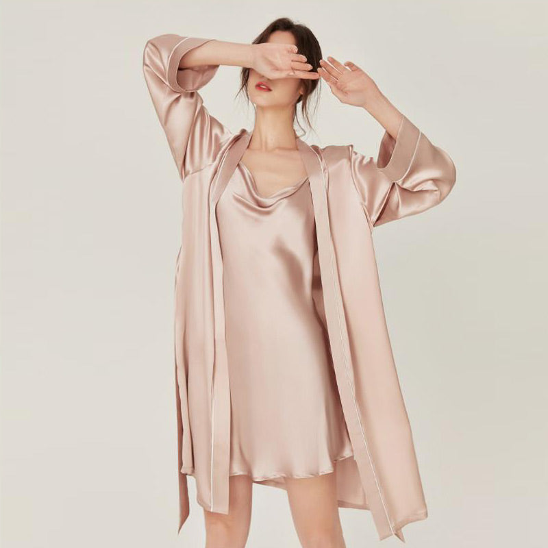 Women Silk Nightgown and Robe Set