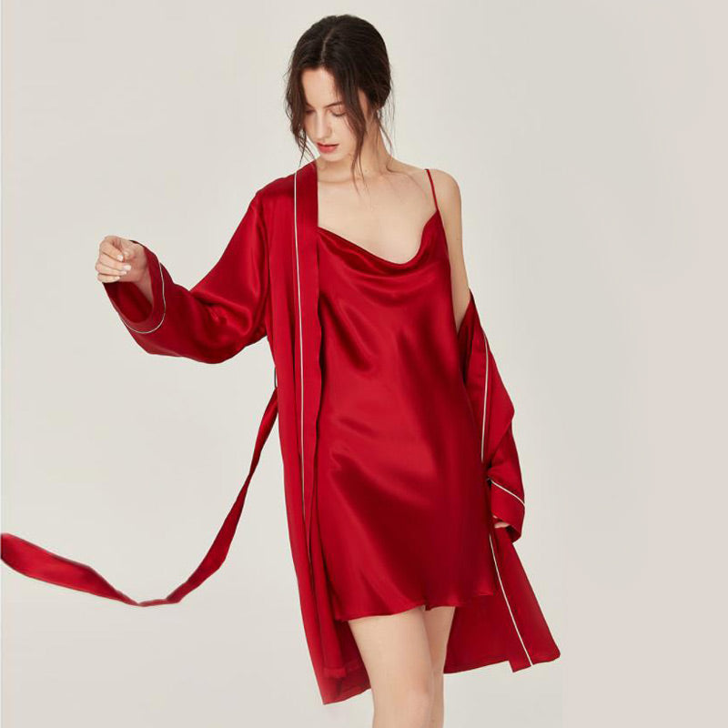 Women Silk Nightgown and Robe Set