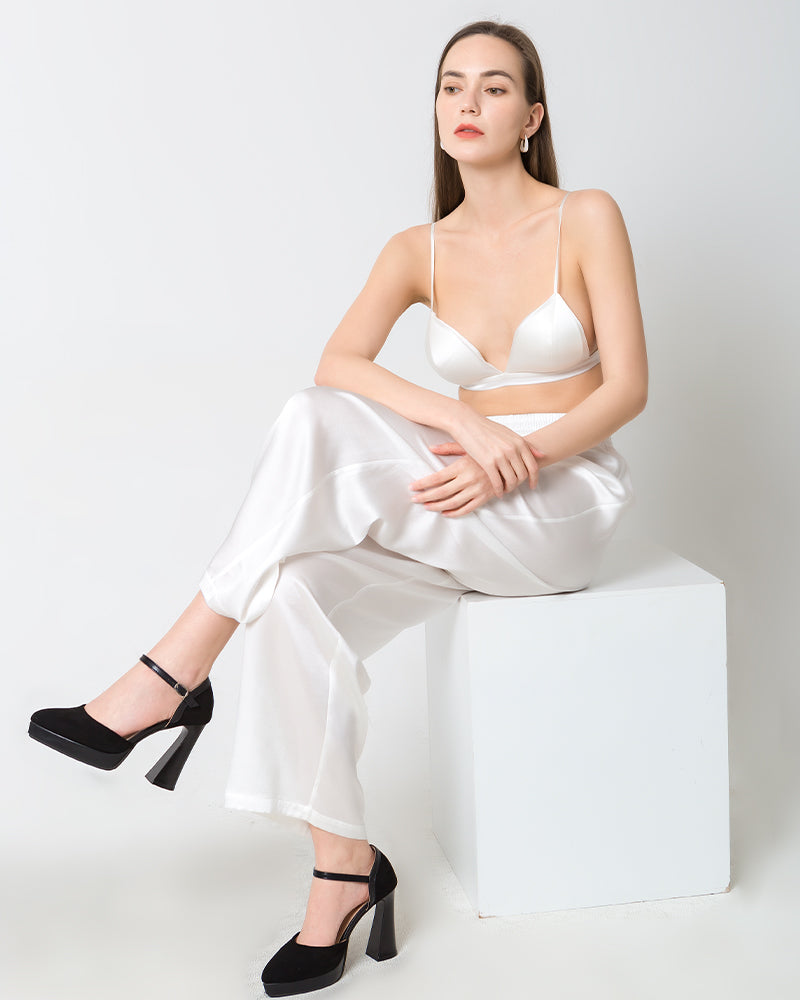 Women's Silk Satin Wide-Leg Pants