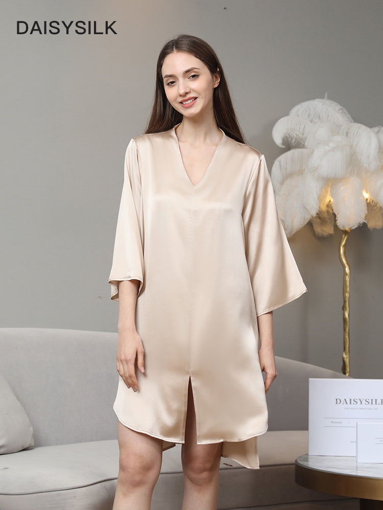 Relaxed 3/4 Sleeve Silk Nightgown