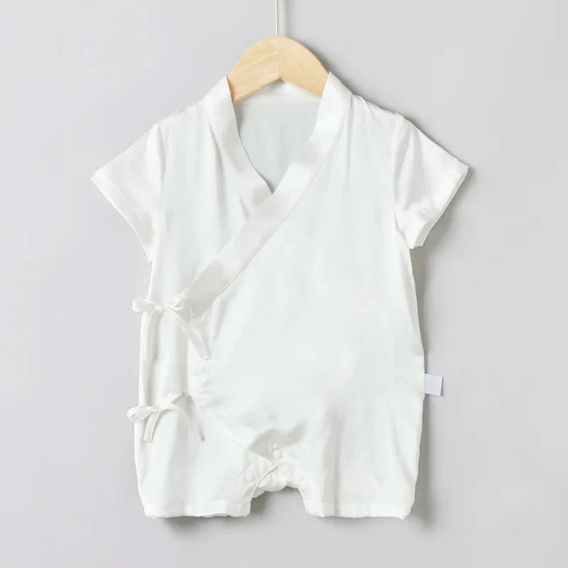 Baby Silk Wrap Romper Short Sleeve