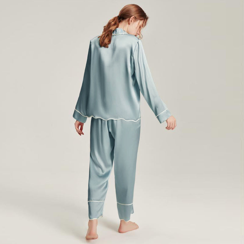 Wave Hem Silk Pajamas Set for Women