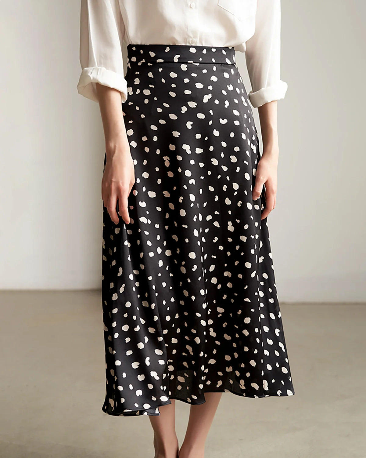 Leopard Print 100% Silk Midi Skirts