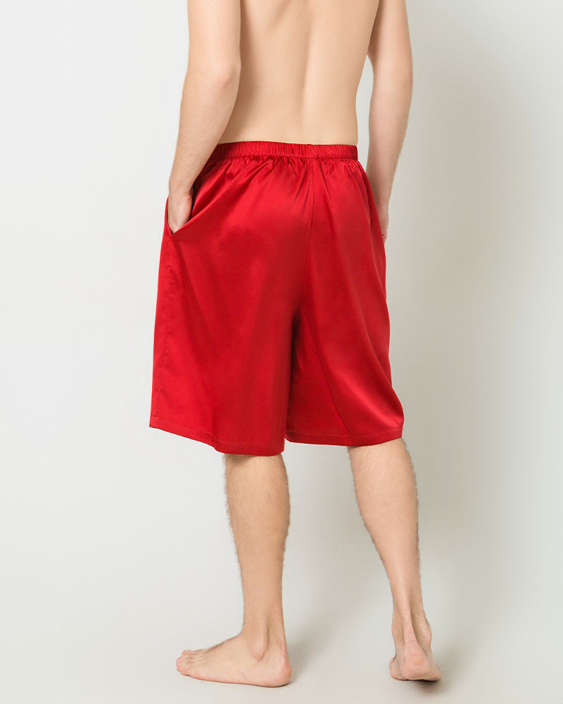 Silk Men Knee Elastic Waist Satin Underwear