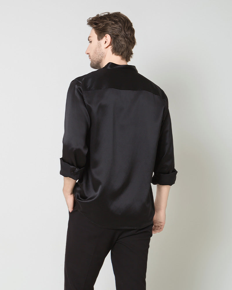 Silk Men's Casual Long Sleeve Shirt