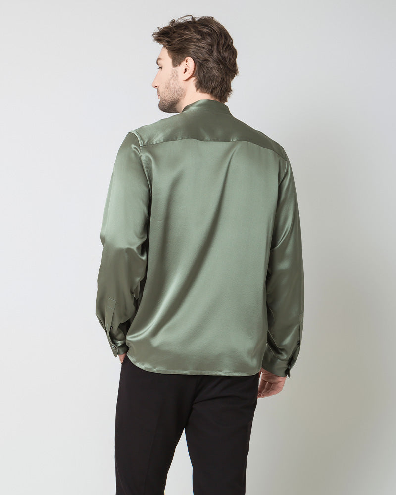 Silk Men's Casual Long Sleeve Shirt