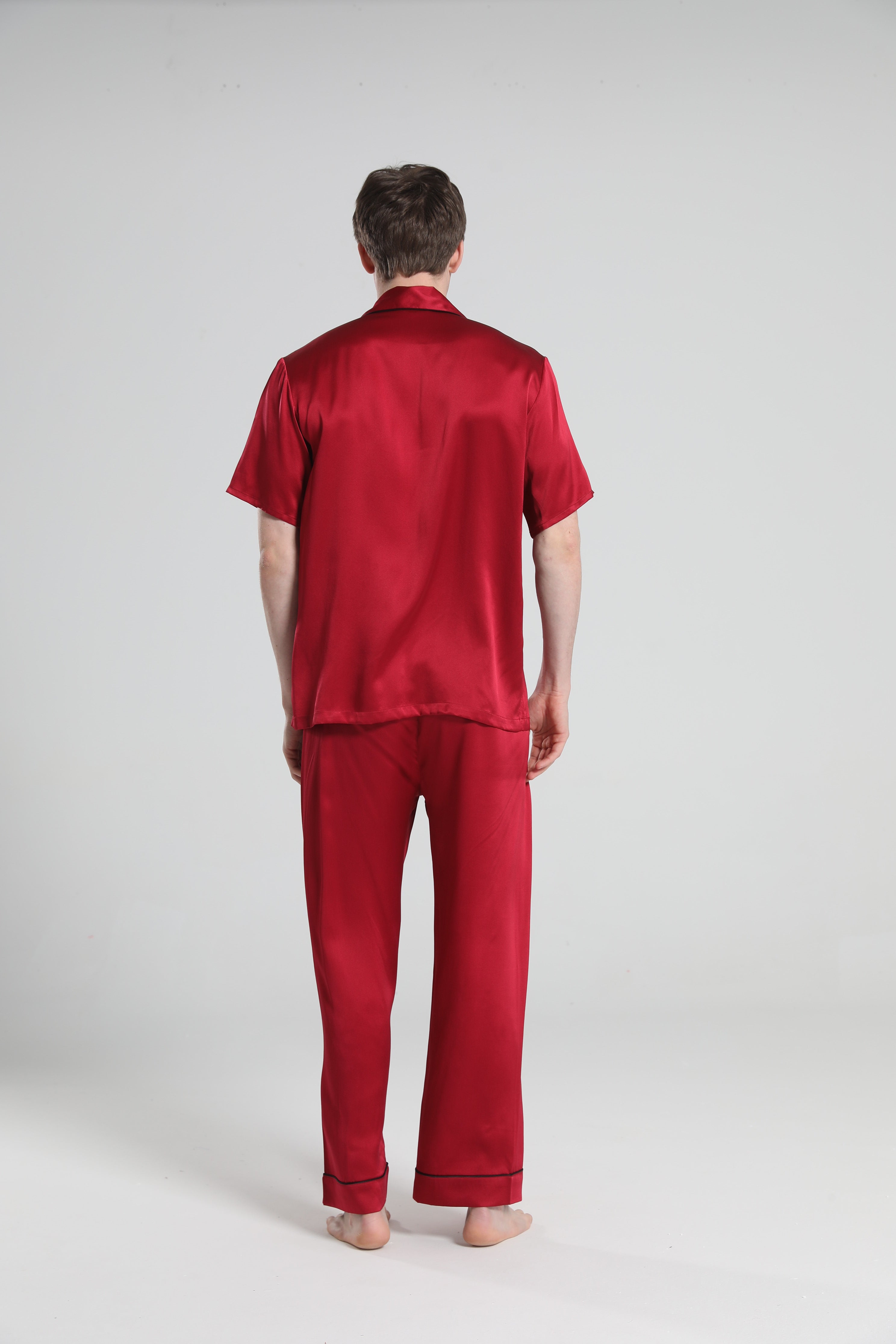 Short Sleeve 100% Silk Pajamas For Men