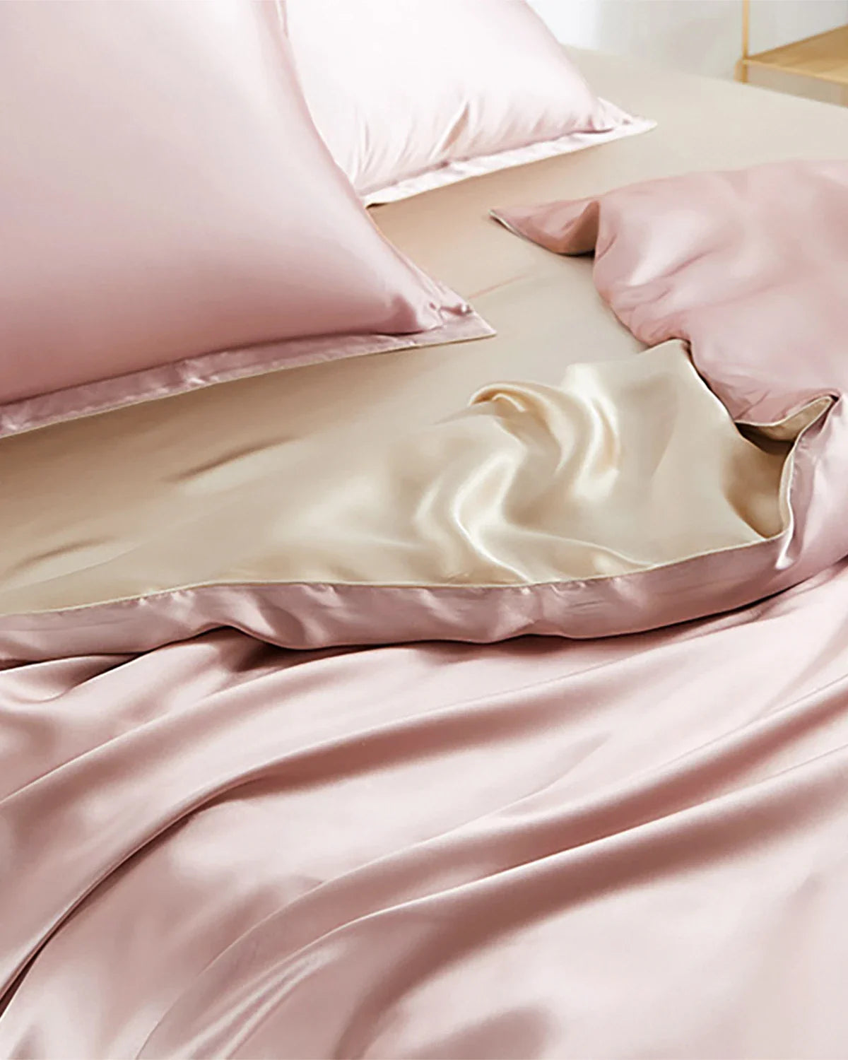Dual Color Silk Bedding Set 4PCS