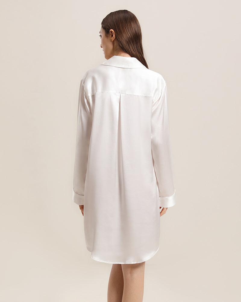 Silk Shirt Pajamas Sleepwear Piping Style