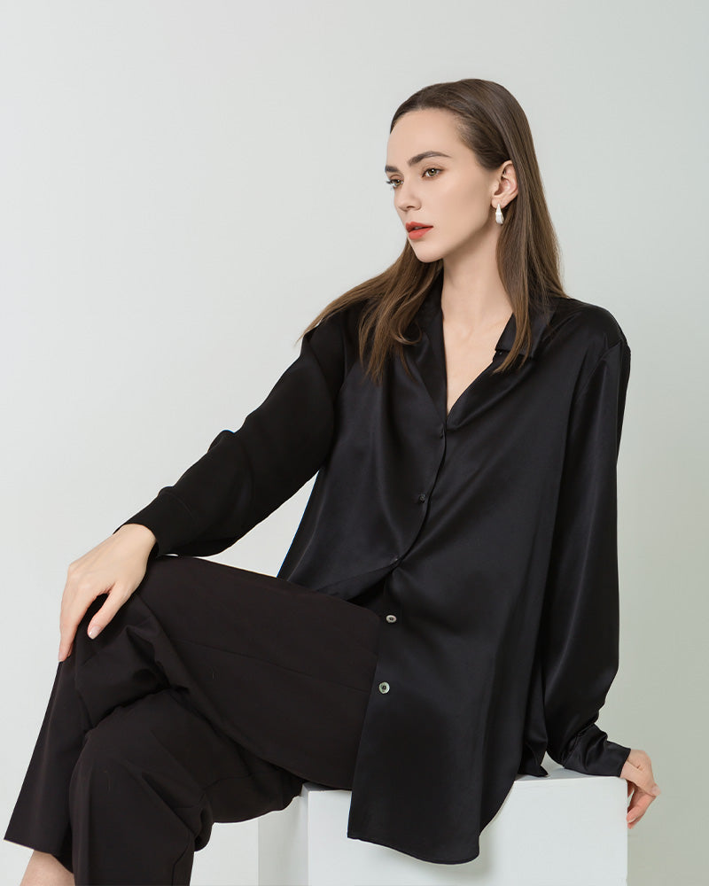 Oversized Button Up Silk Shirt