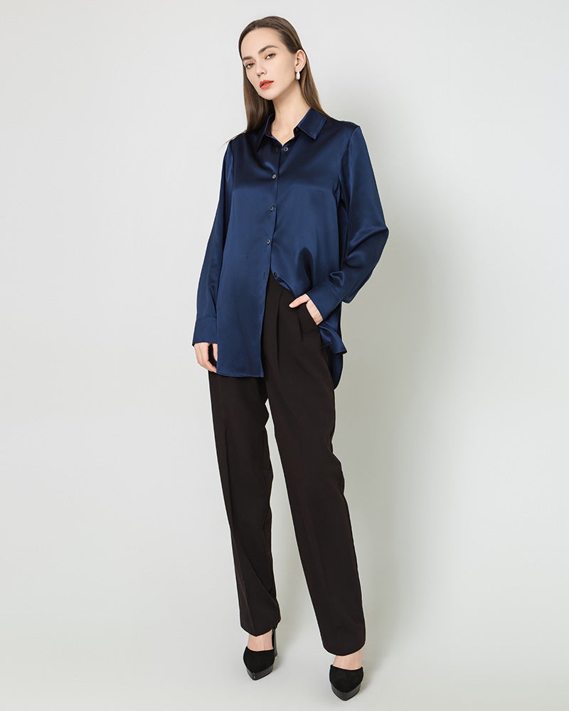 Oversized Button Up Silk Shirt