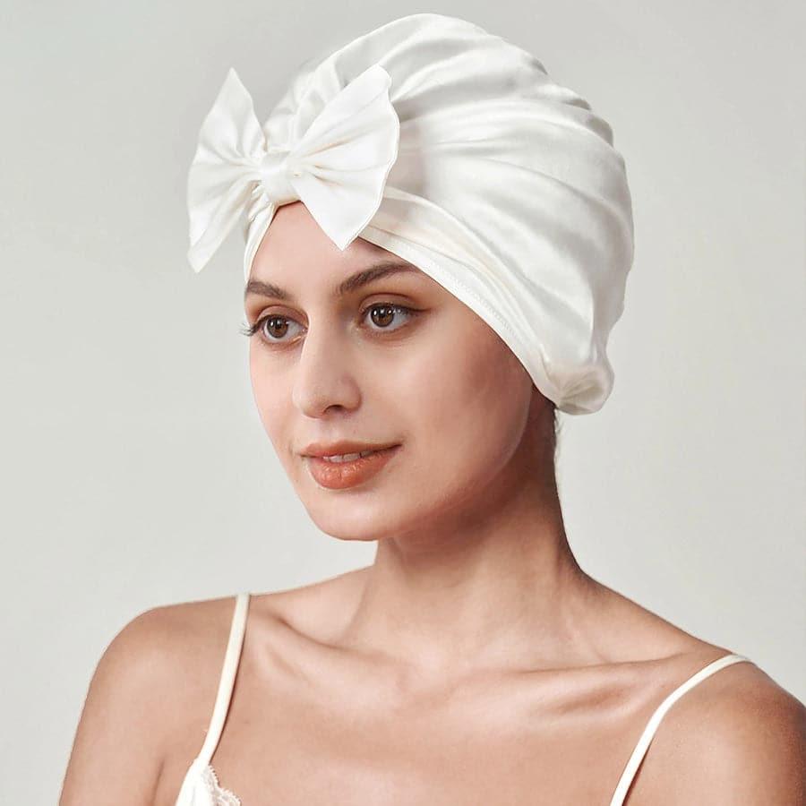 Silk Vintage Bow-Knot Sleep Cap