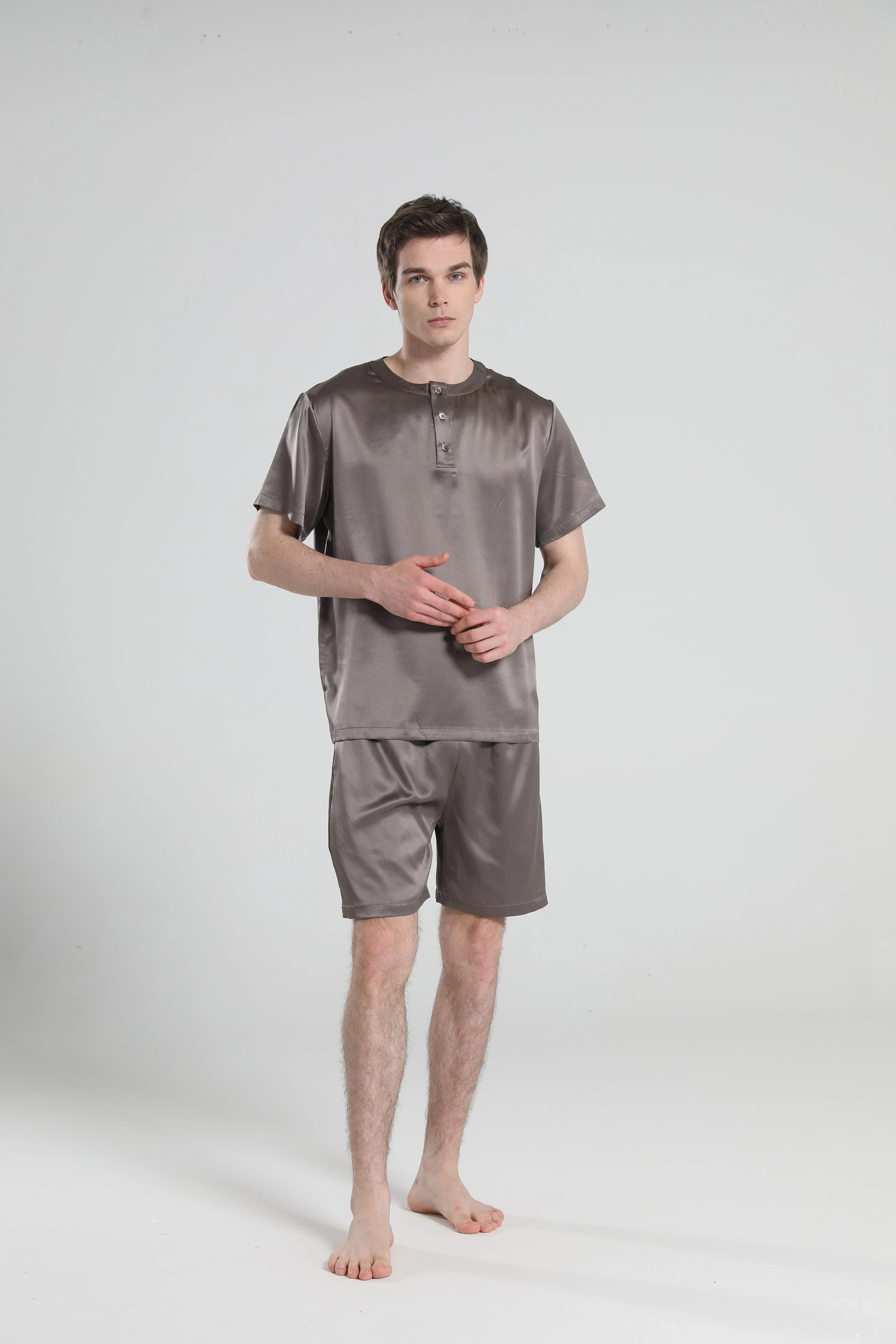 Simple Crew Neck Short Pajamas Set for men