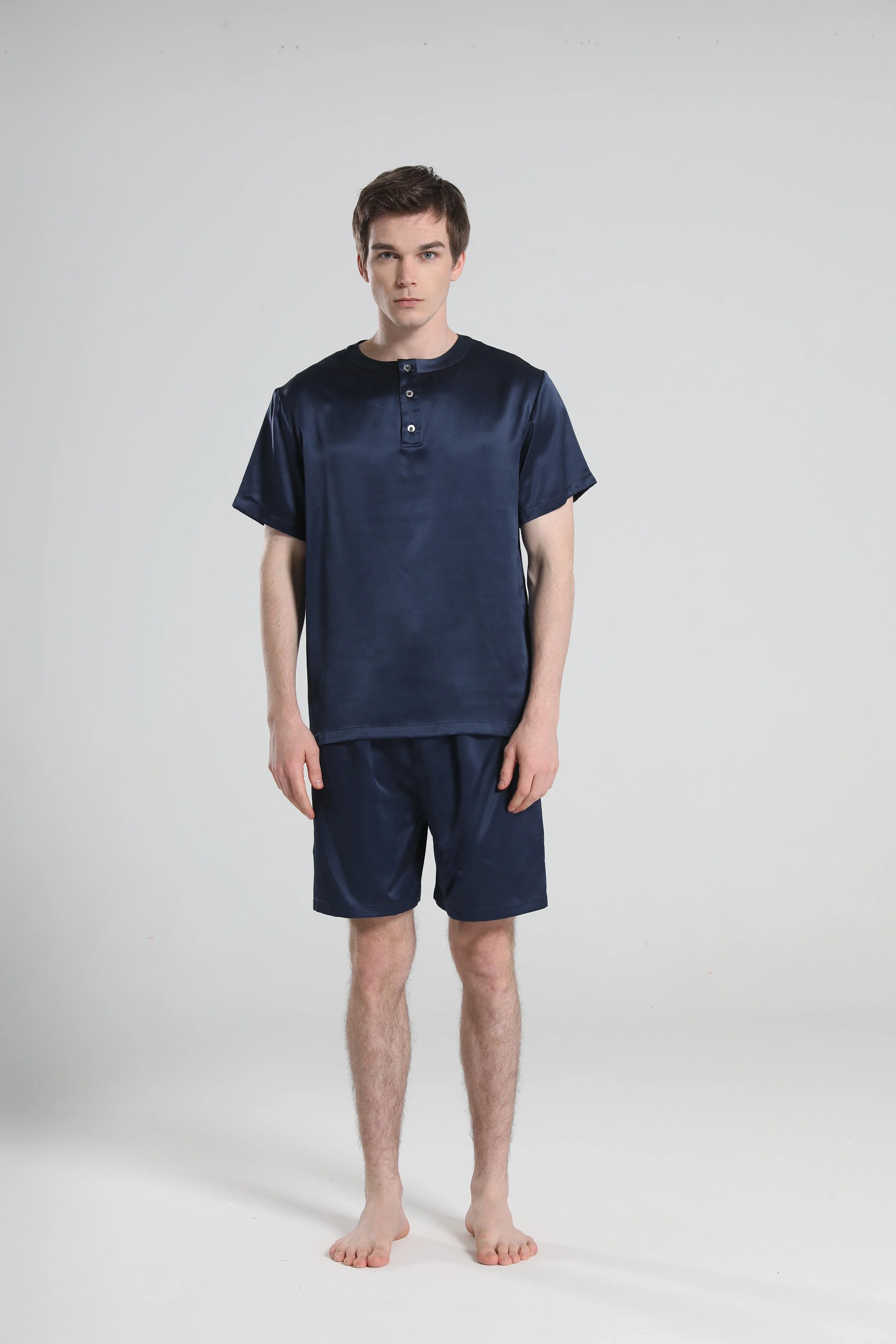 Simple Crew Neck Short Pajamas Set for men