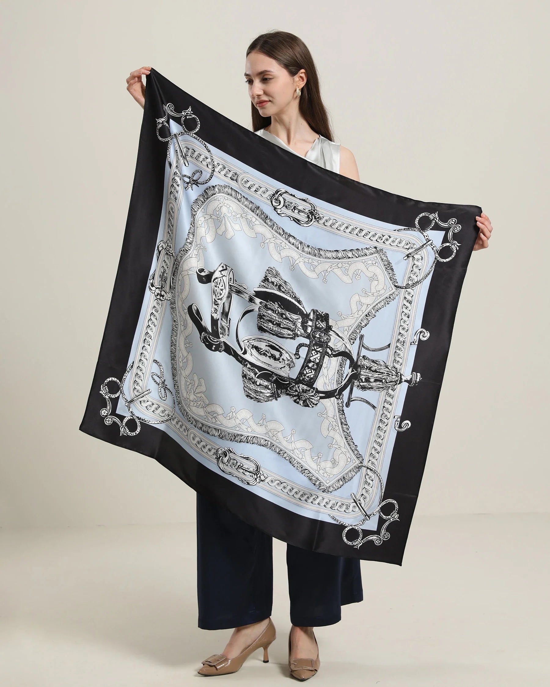 Vintage Black Silk Scarf