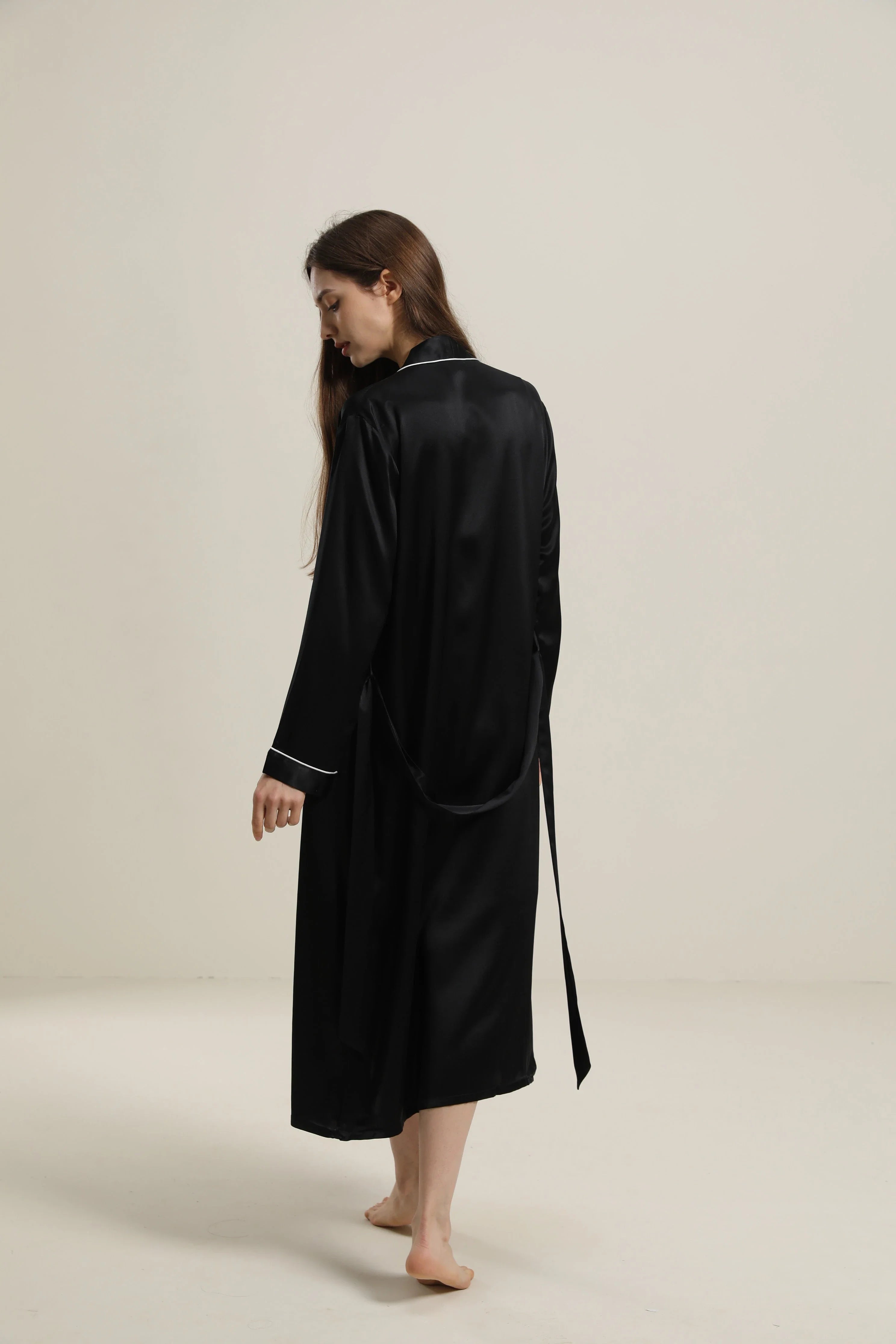 Pure Color Silk Robe For Women
