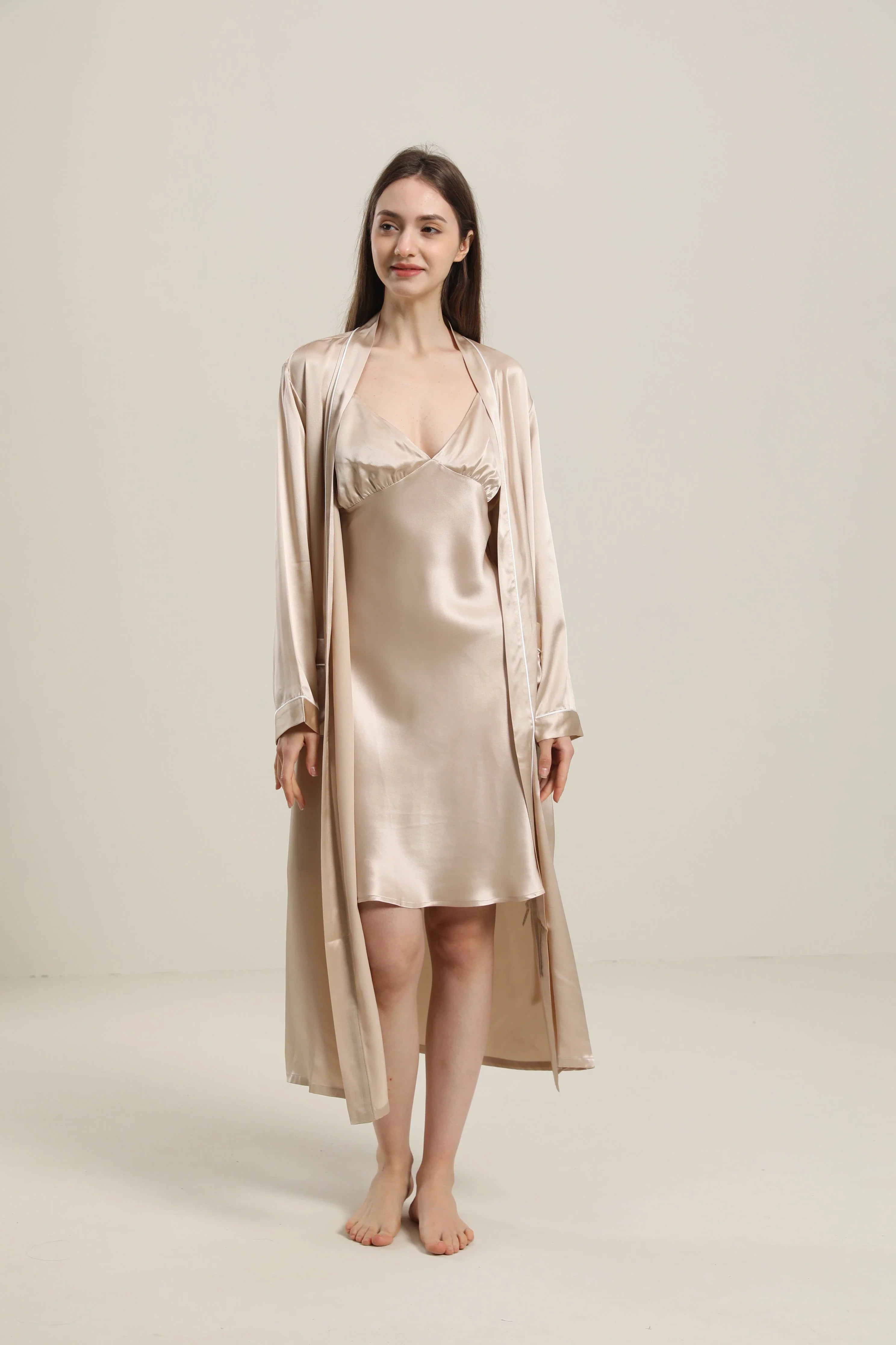 Pure Color Silk Robe For Women