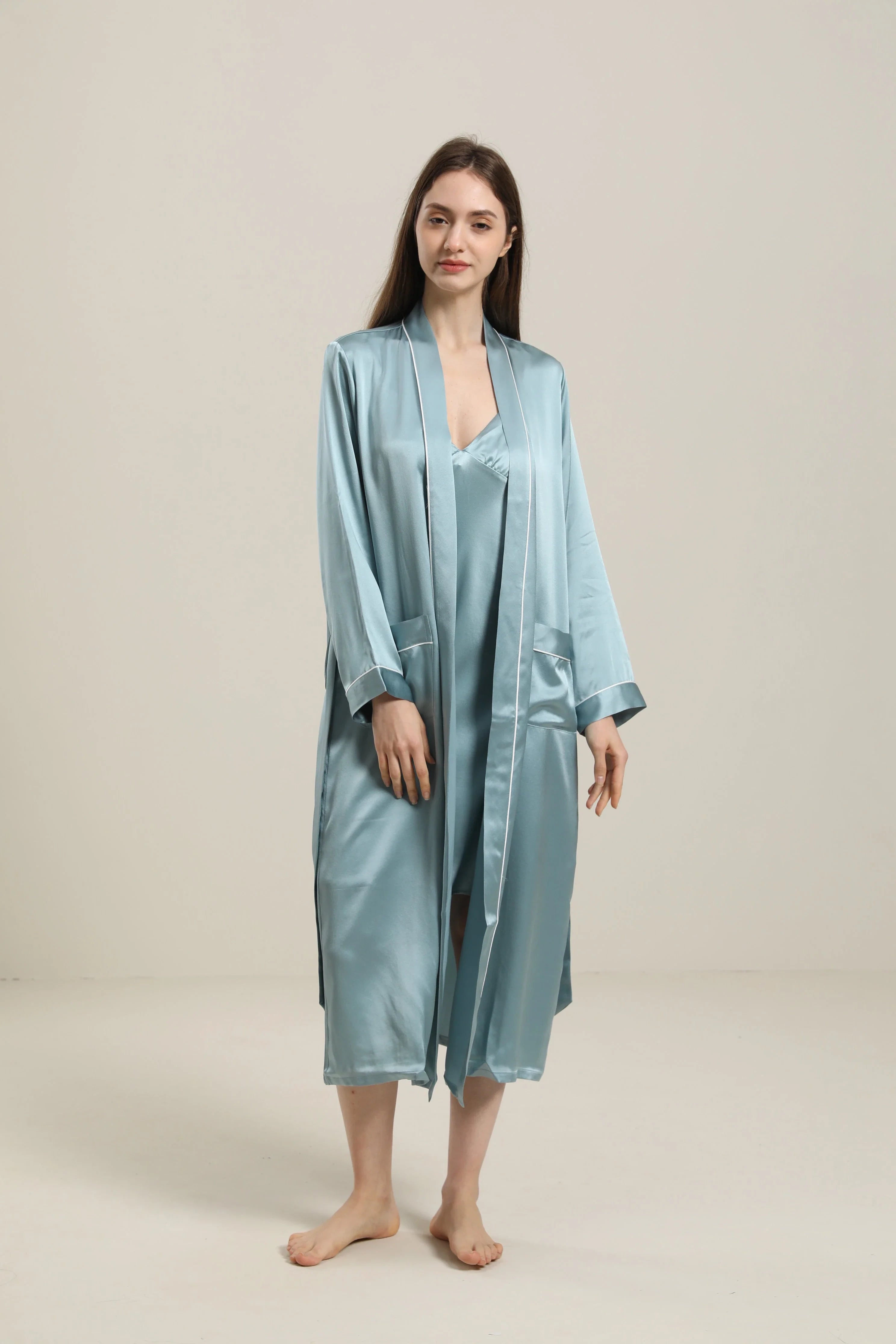 Pure Color Silk Robe For Women