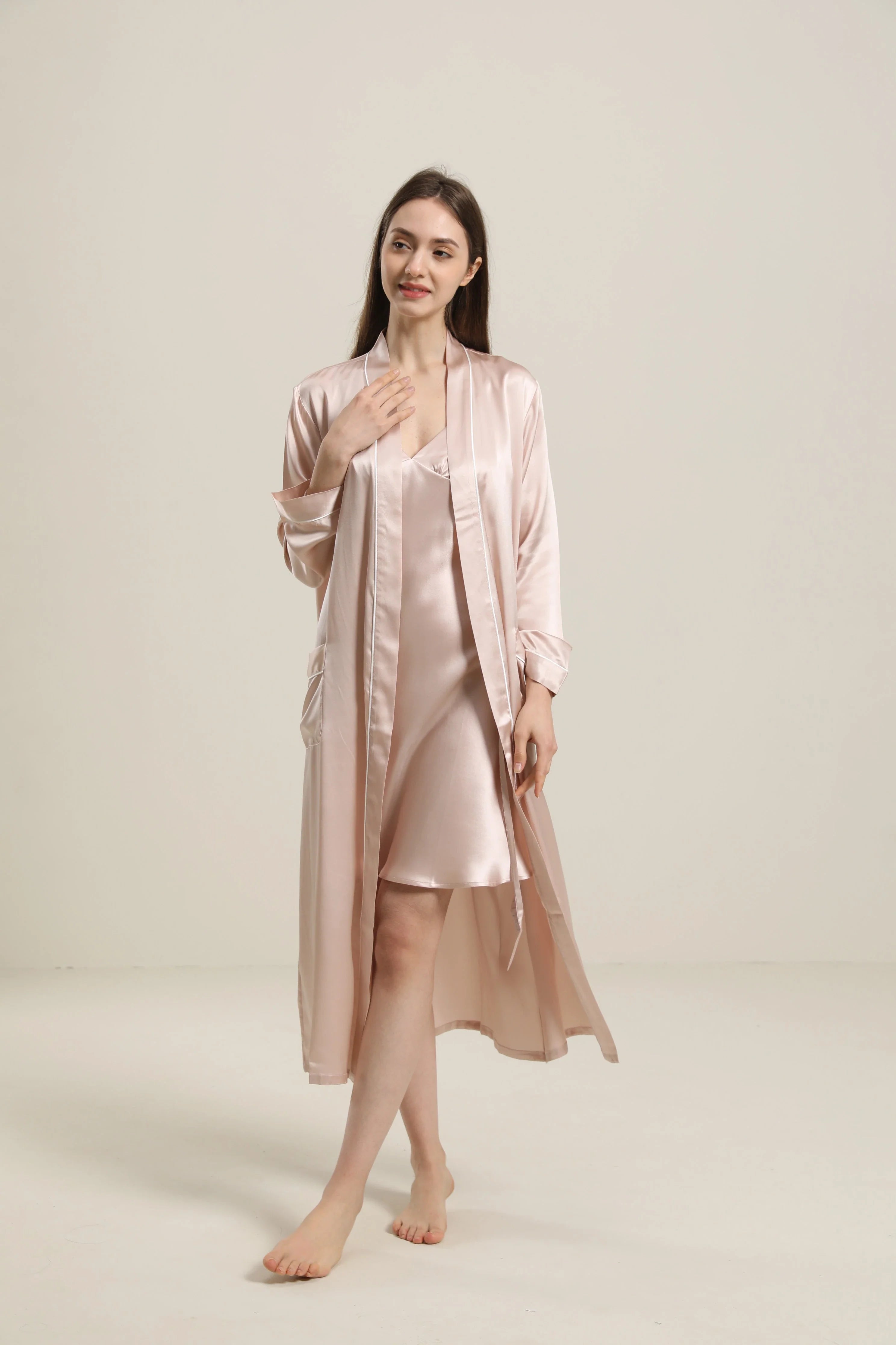 Pure Color Silk Robe For Women