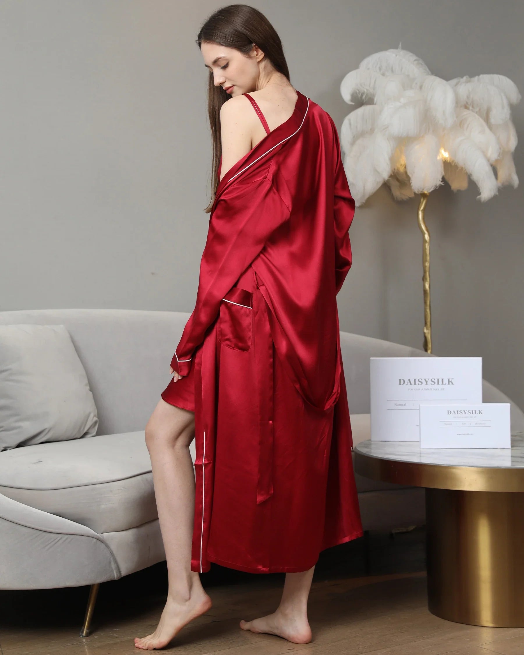 Pure Color Silk Robe For Women