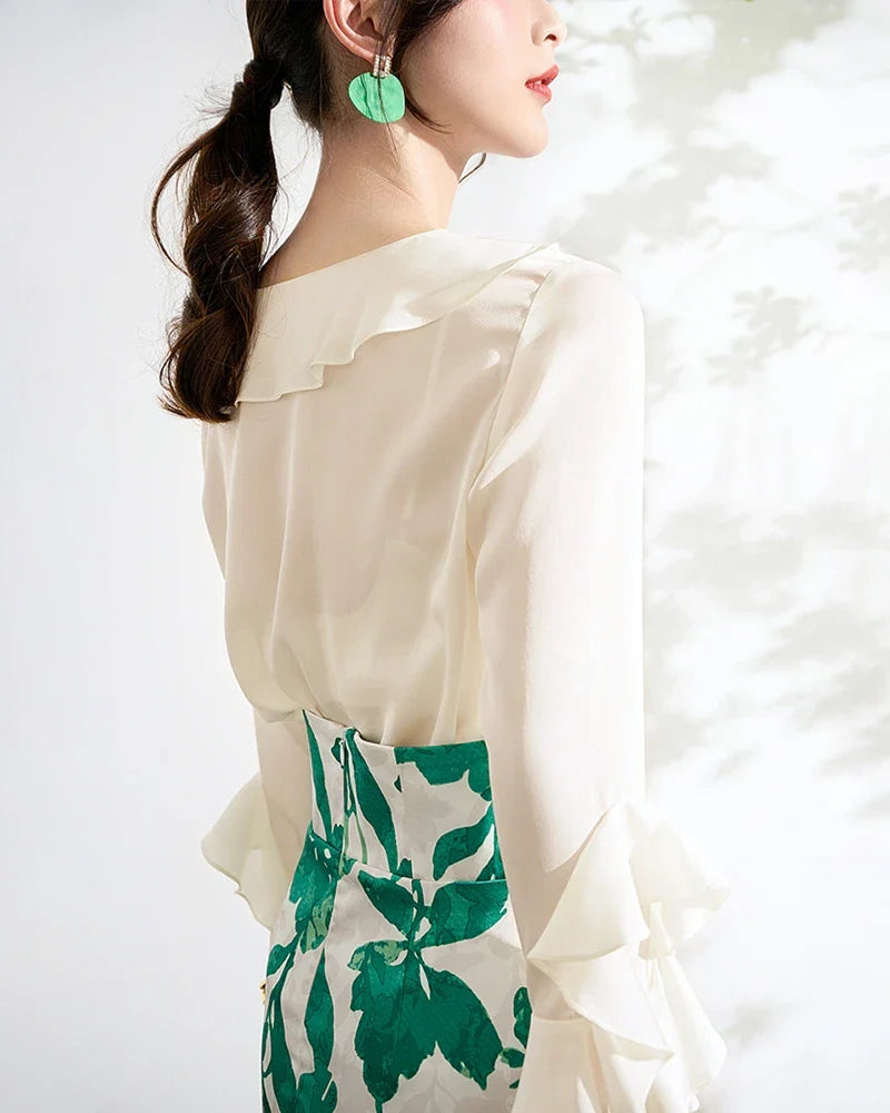 Women's Silk Ruffle Blouse