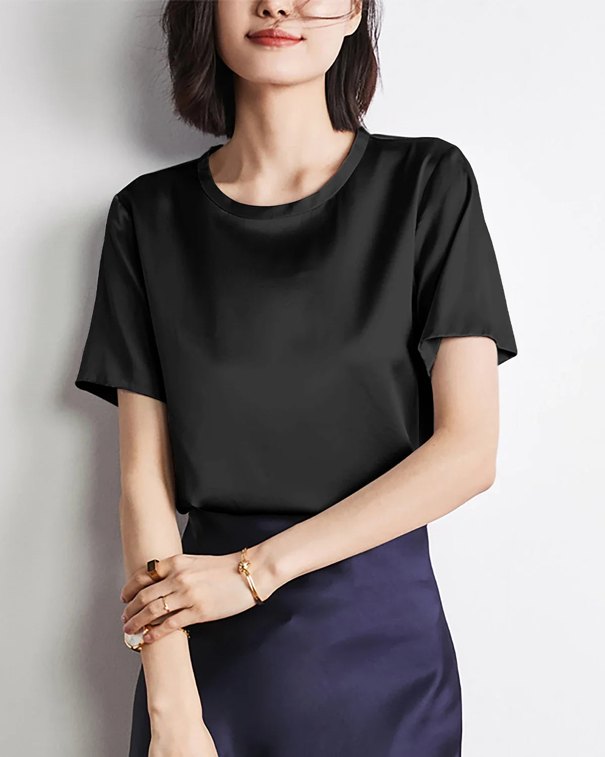 Women's Short Sleeve Silk Blouse