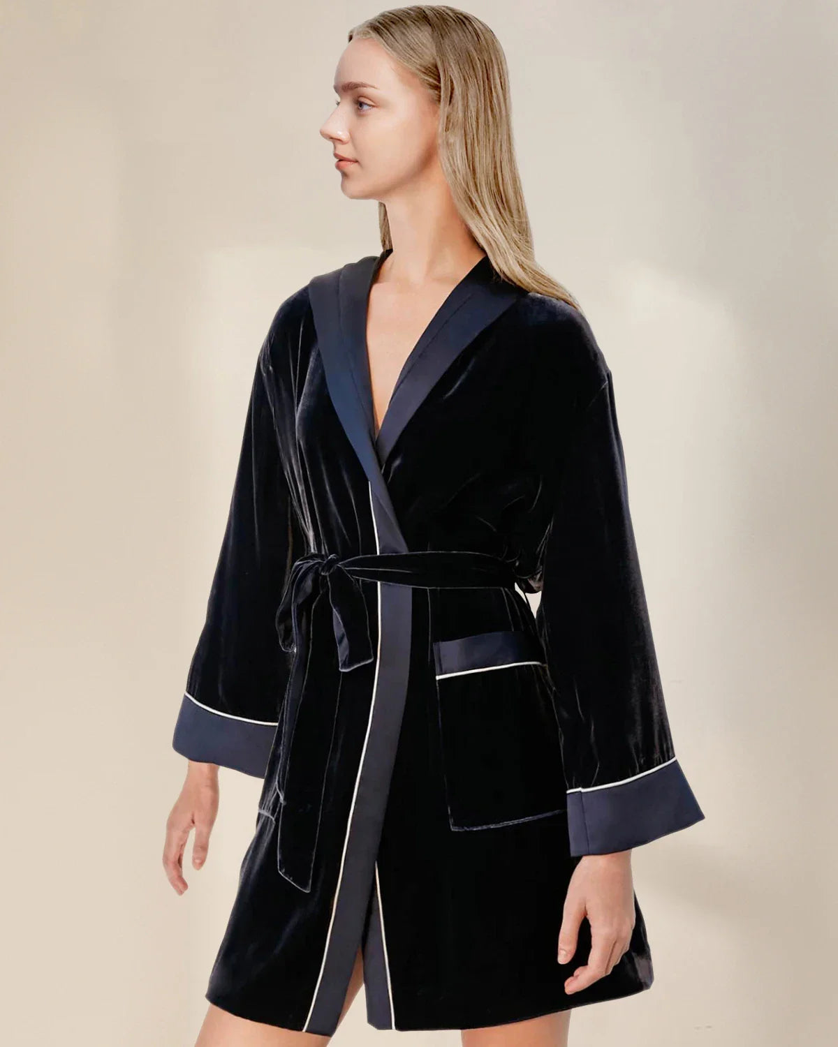 Women's Hooded Silk Velvet Robe