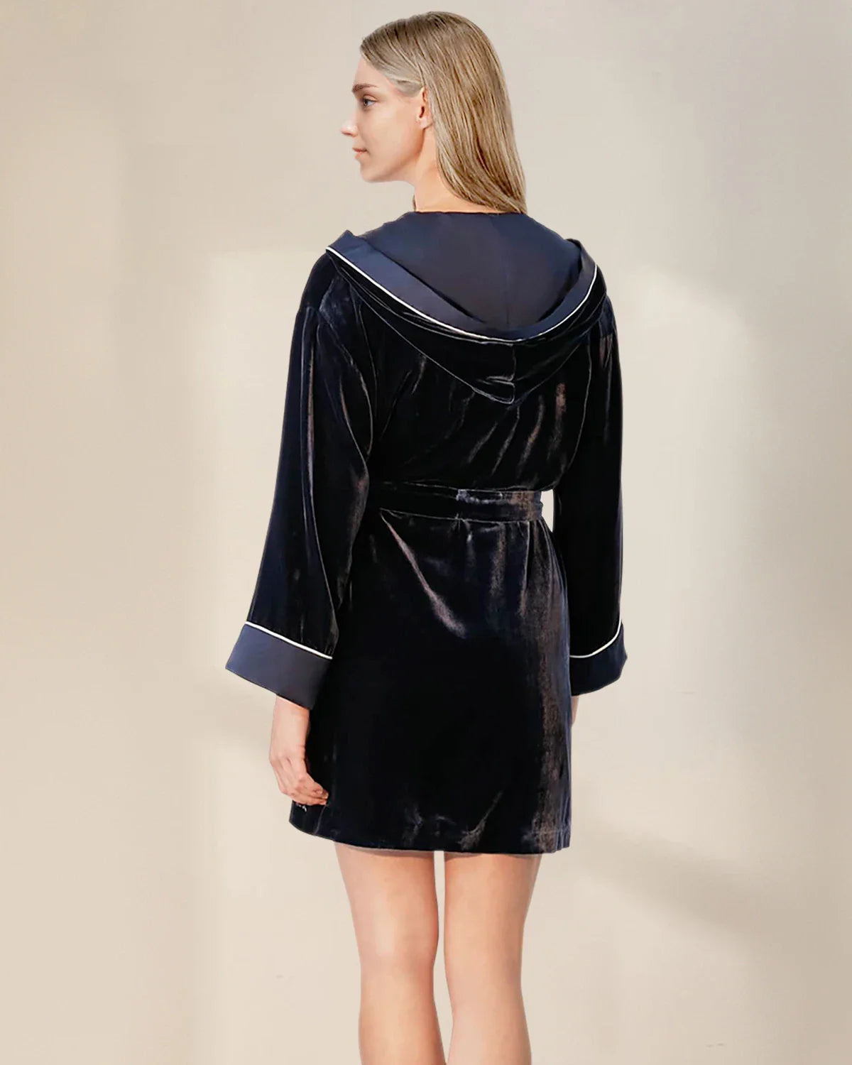 Women's Hooded Silk Velvet Robe