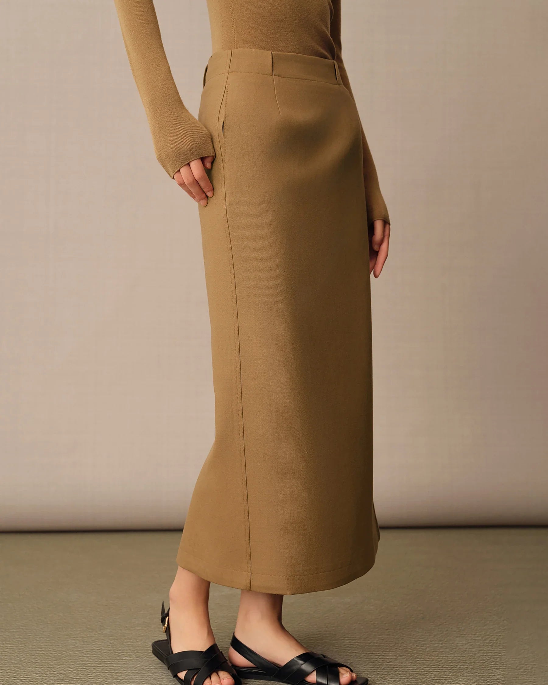 Women's Long Wool Pencil Skirt