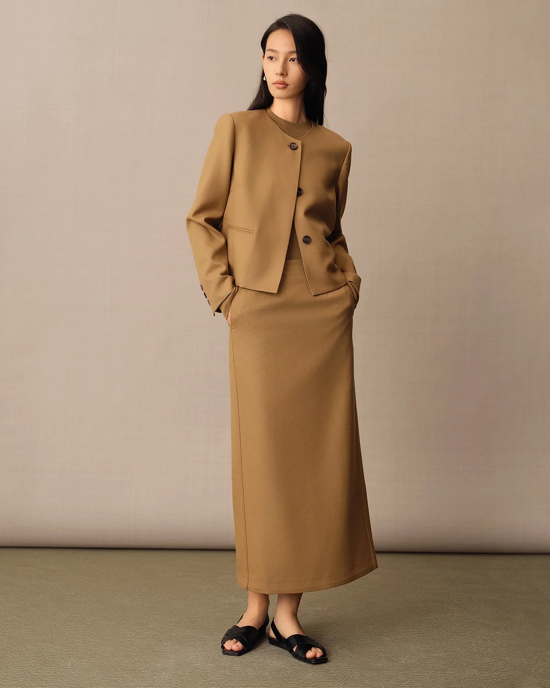 Women's Long Wool Pencil Skirt