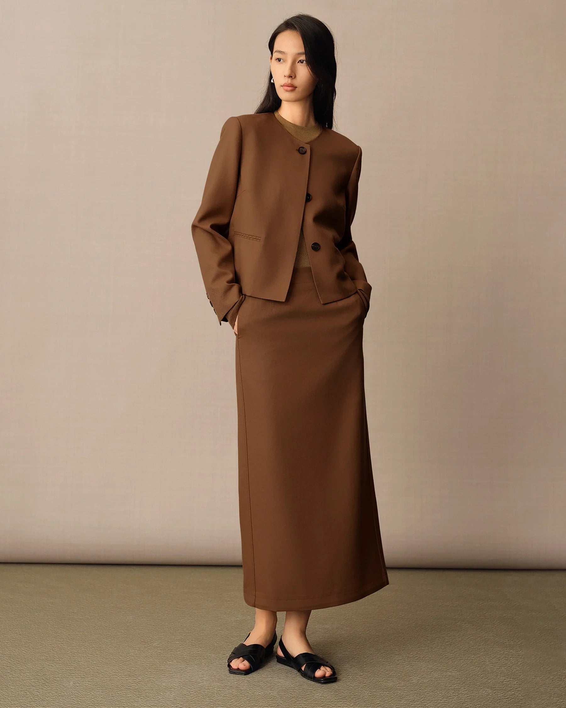 Women's Long Wool Pencil Skirt